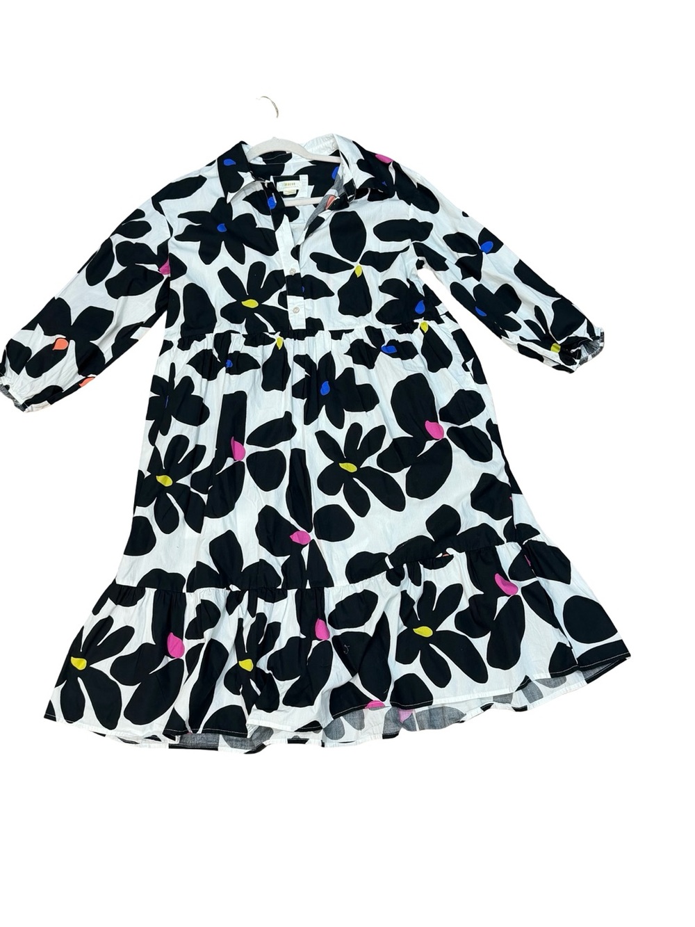 โจ Maeve The Bettina Tiered Shirt Dress Size Large Floral Midi Dress - Picture 4 of 14